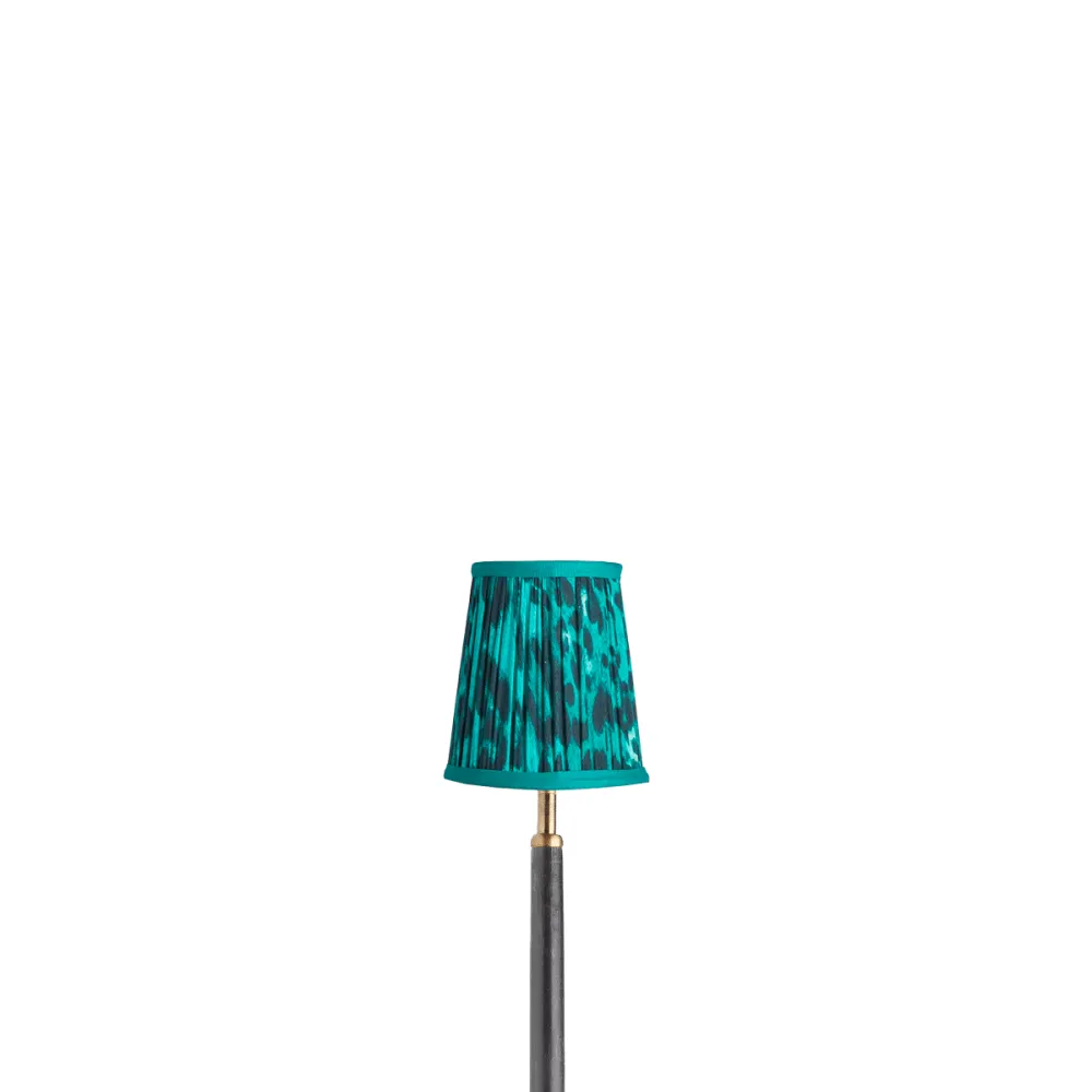 12cm tall tapered shade with candle clip in jade Leopard Love by Matthew Williamson