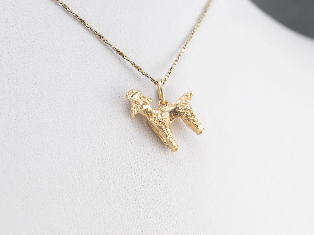 14K Gold Poodle Dog Charm