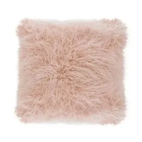 18"x18" Poly Filled Faux Mongolian Fur Square Throw Pillow Rose - Saro Lifestyle