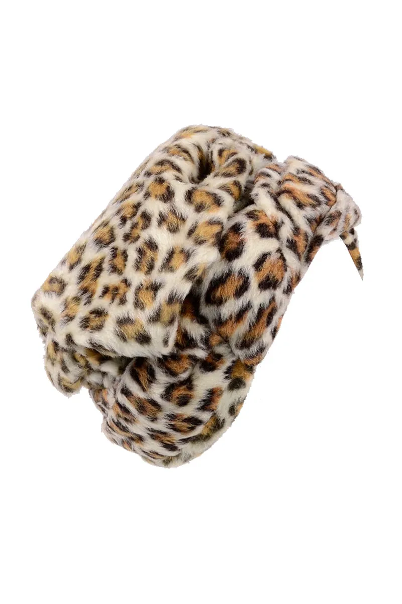 1960s Leopard Print Faux Fur Pill Box Hat