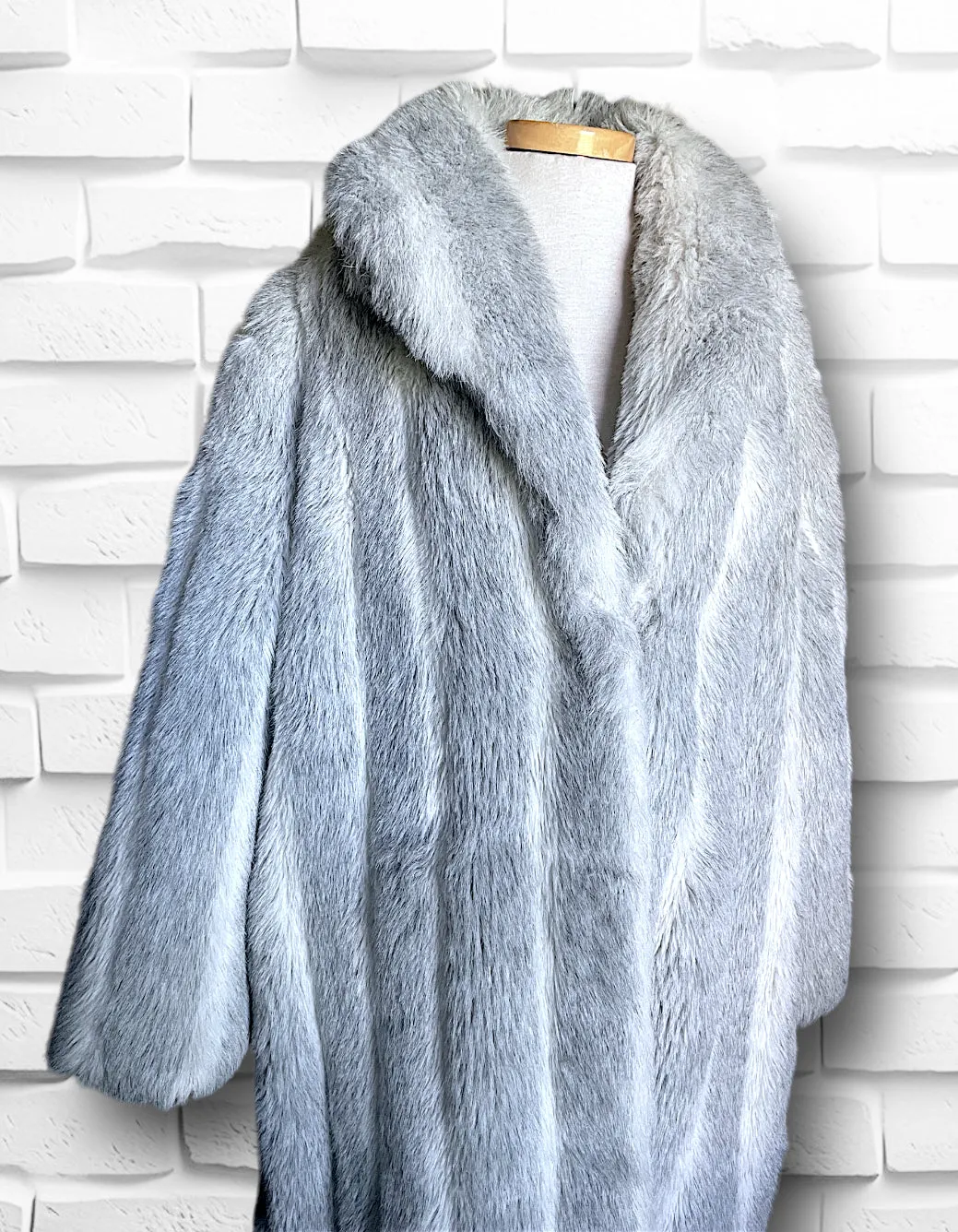 1970’s Grey & White Faux Fur Wiman Oversized Overcoat