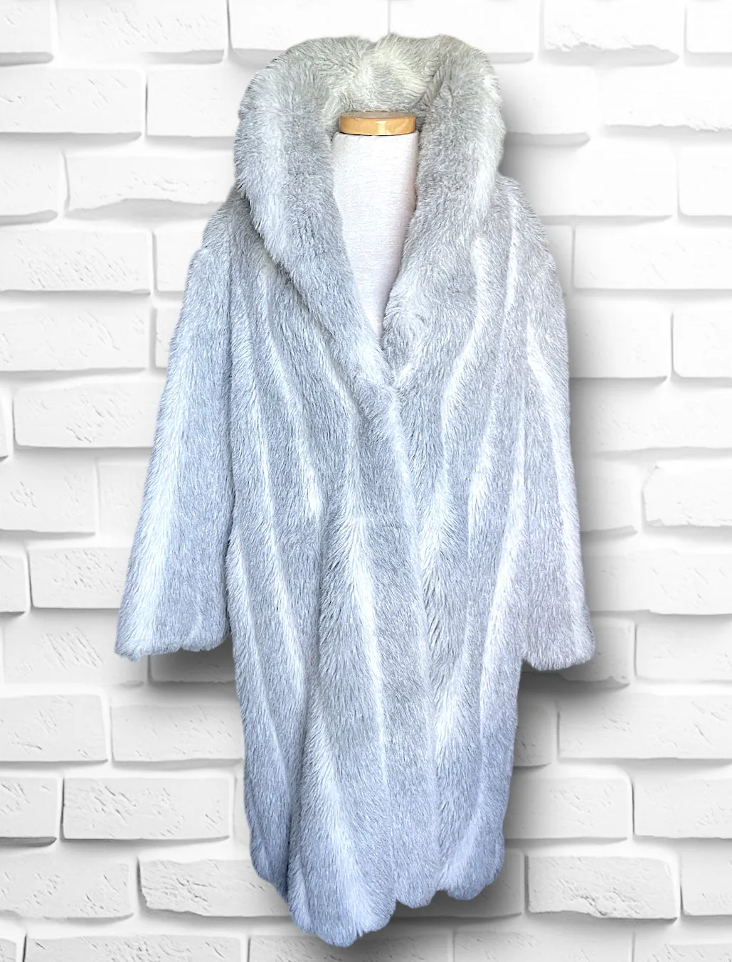 1970’s Grey & White Faux Fur Wiman Oversized Overcoat