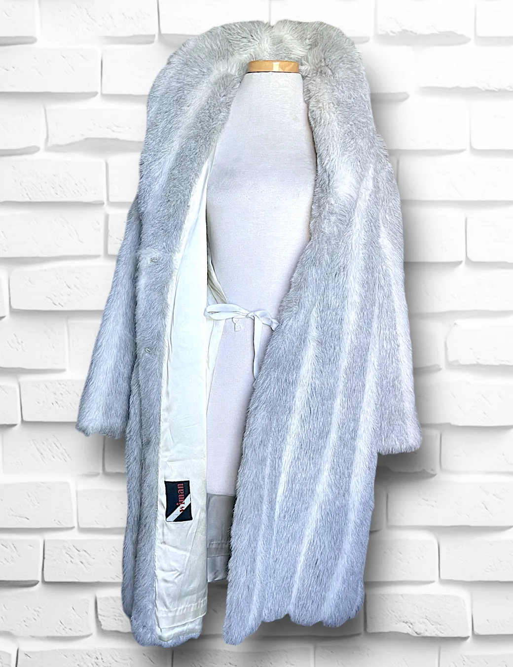 1970’s Grey & White Faux Fur Wiman Oversized Overcoat