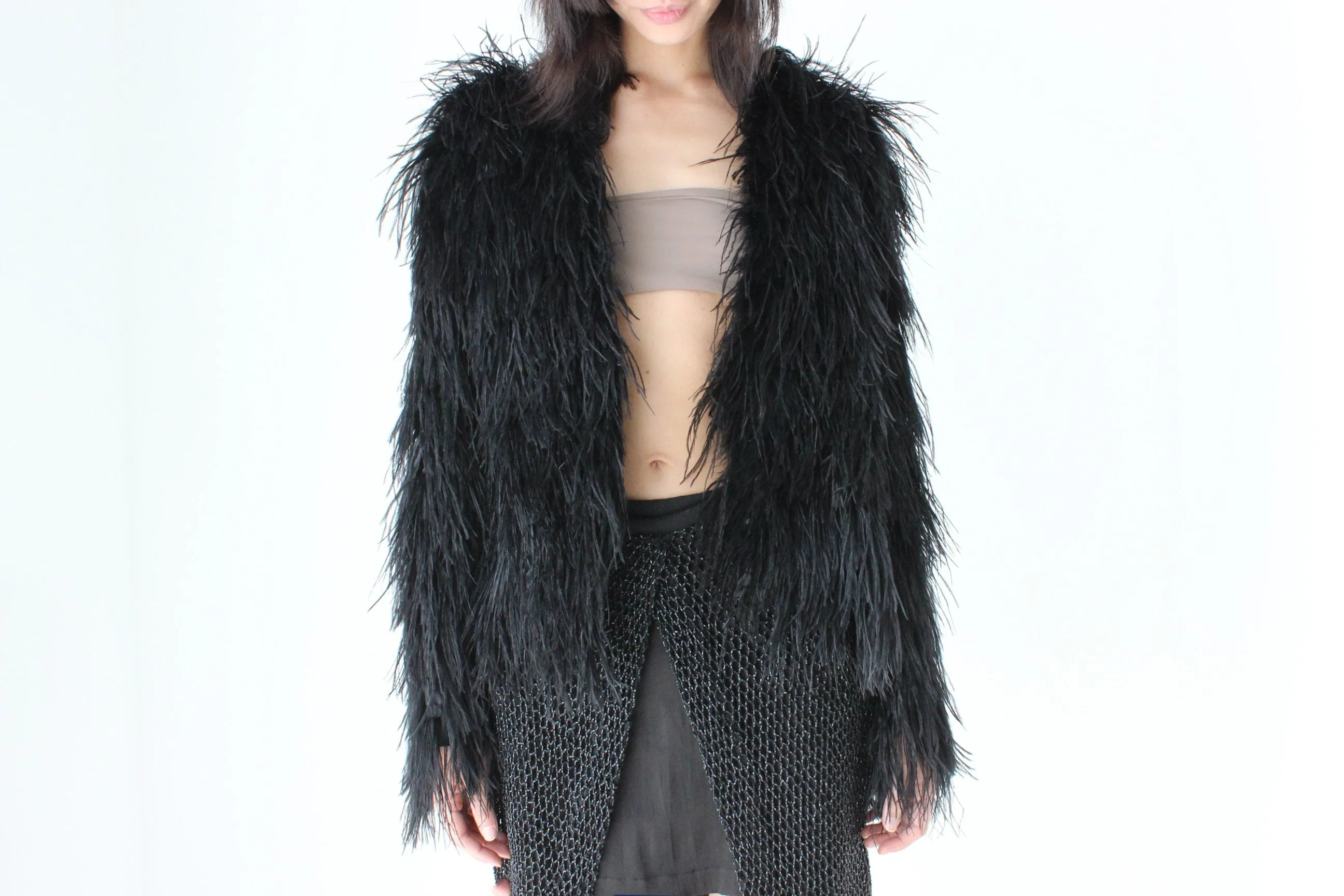 2000s Topshop Full Ostrich Feather Jacket