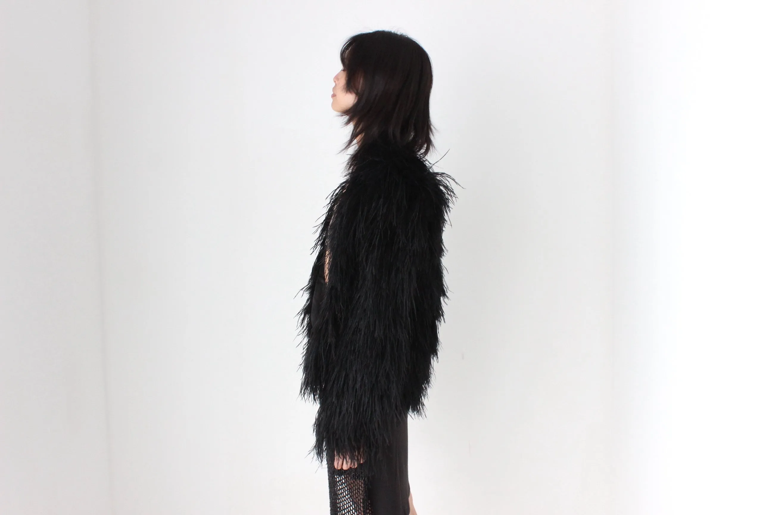 2000s Topshop Full Ostrich Feather Jacket