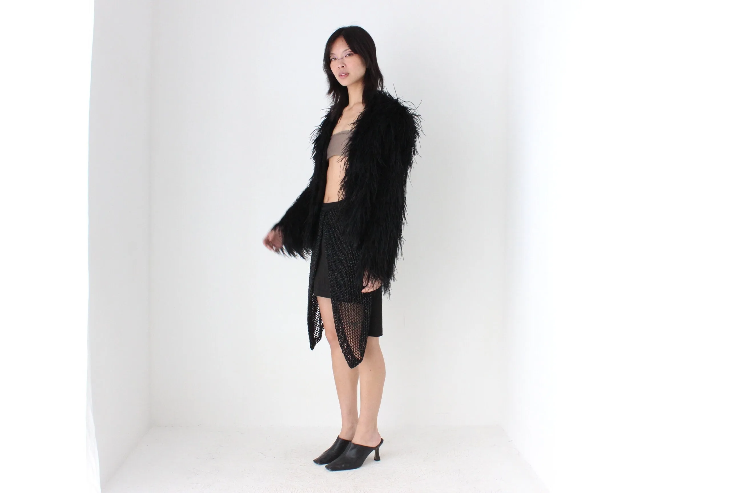 2000s Topshop Full Ostrich Feather Jacket