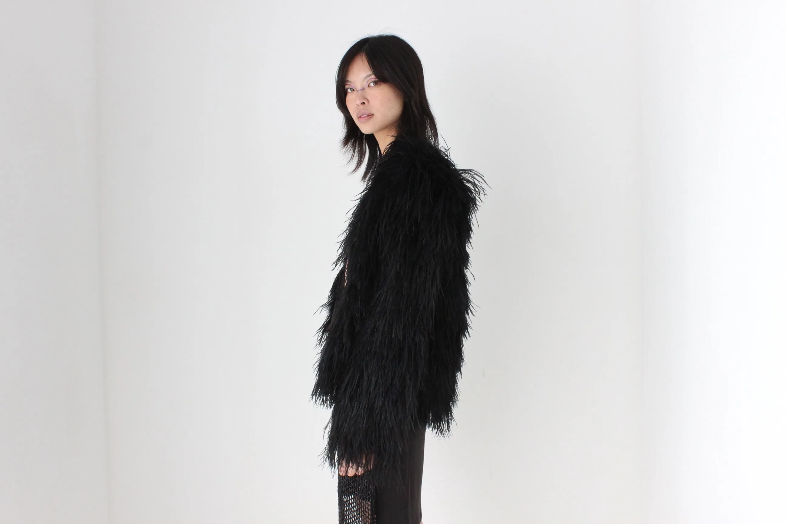 2000s Topshop Full Ostrich Feather Jacket