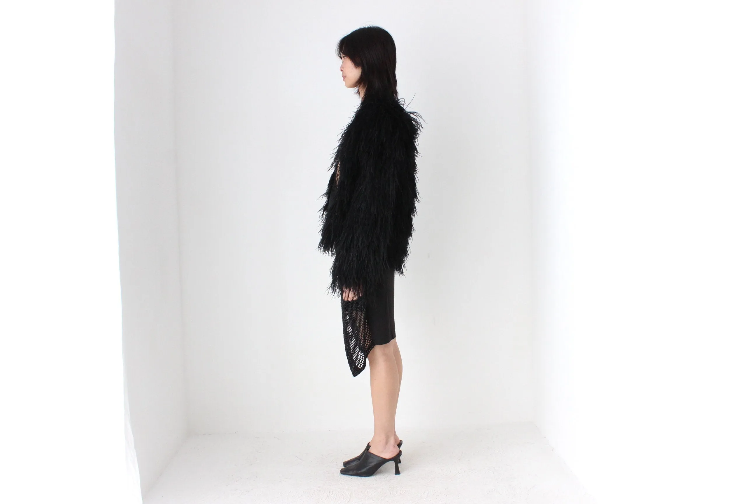 2000s Topshop Full Ostrich Feather Jacket