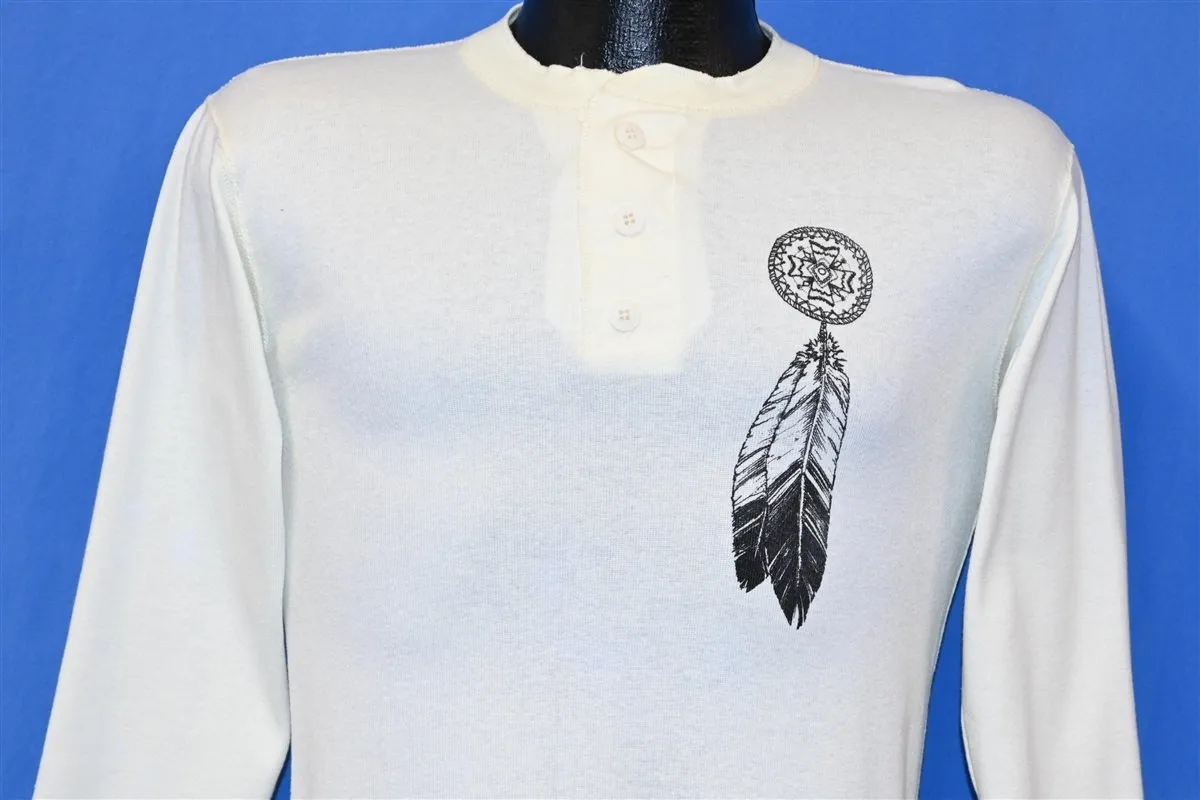 80s Native American Dreamcatcher Henley Rib Knit t-shirt Small