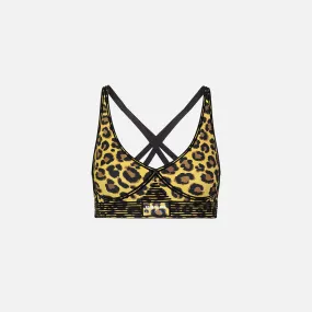 Adam Selman Bonded Active V-Neck Bra - Honey Leopard