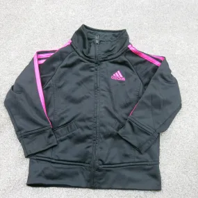 Adidas Track Jacket Boys Size 18M Black Pink Long Sleeve Full Zip Jacket Logo