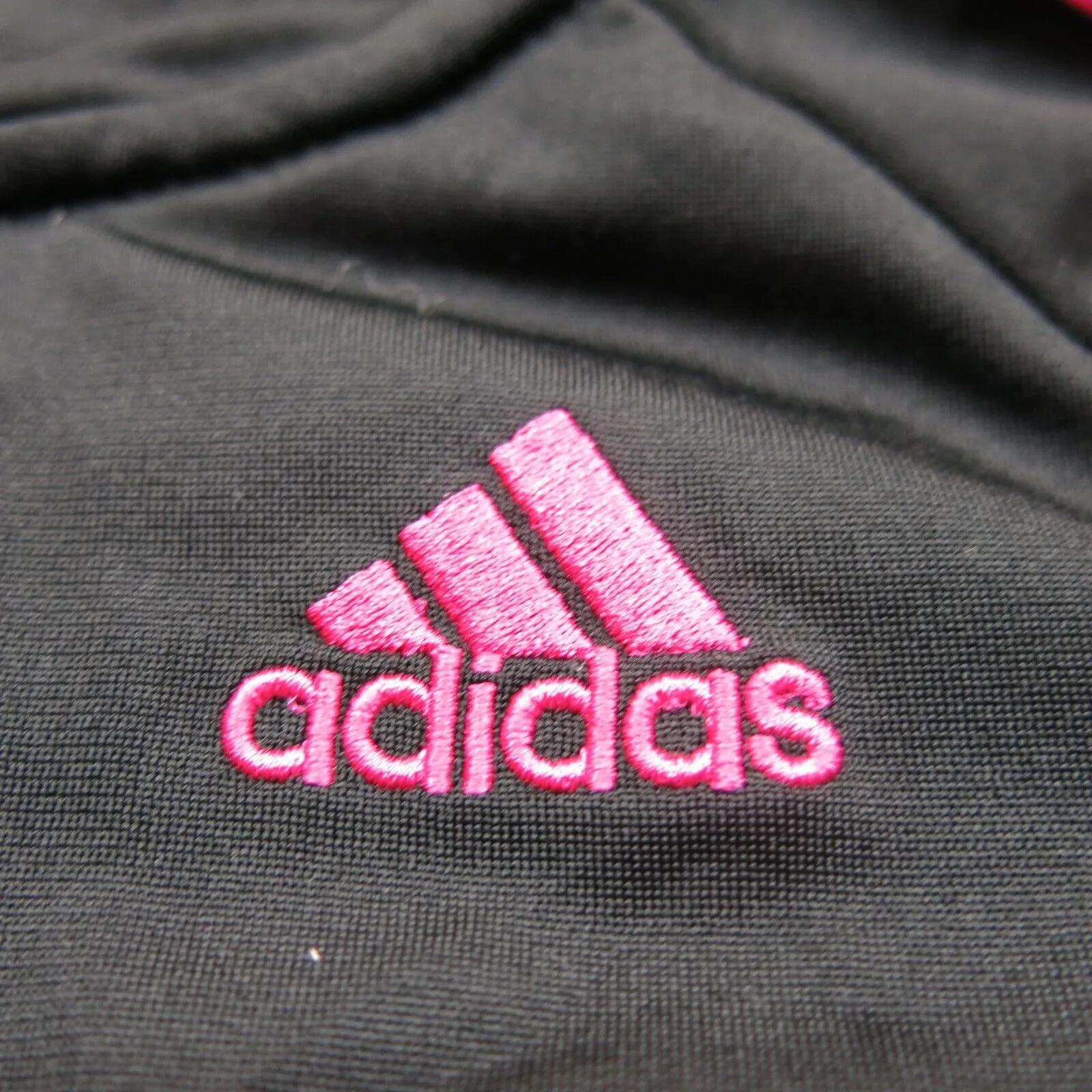 Adidas Track Jacket Boys Size 18M Black Pink Long Sleeve Full Zip Jacket Logo