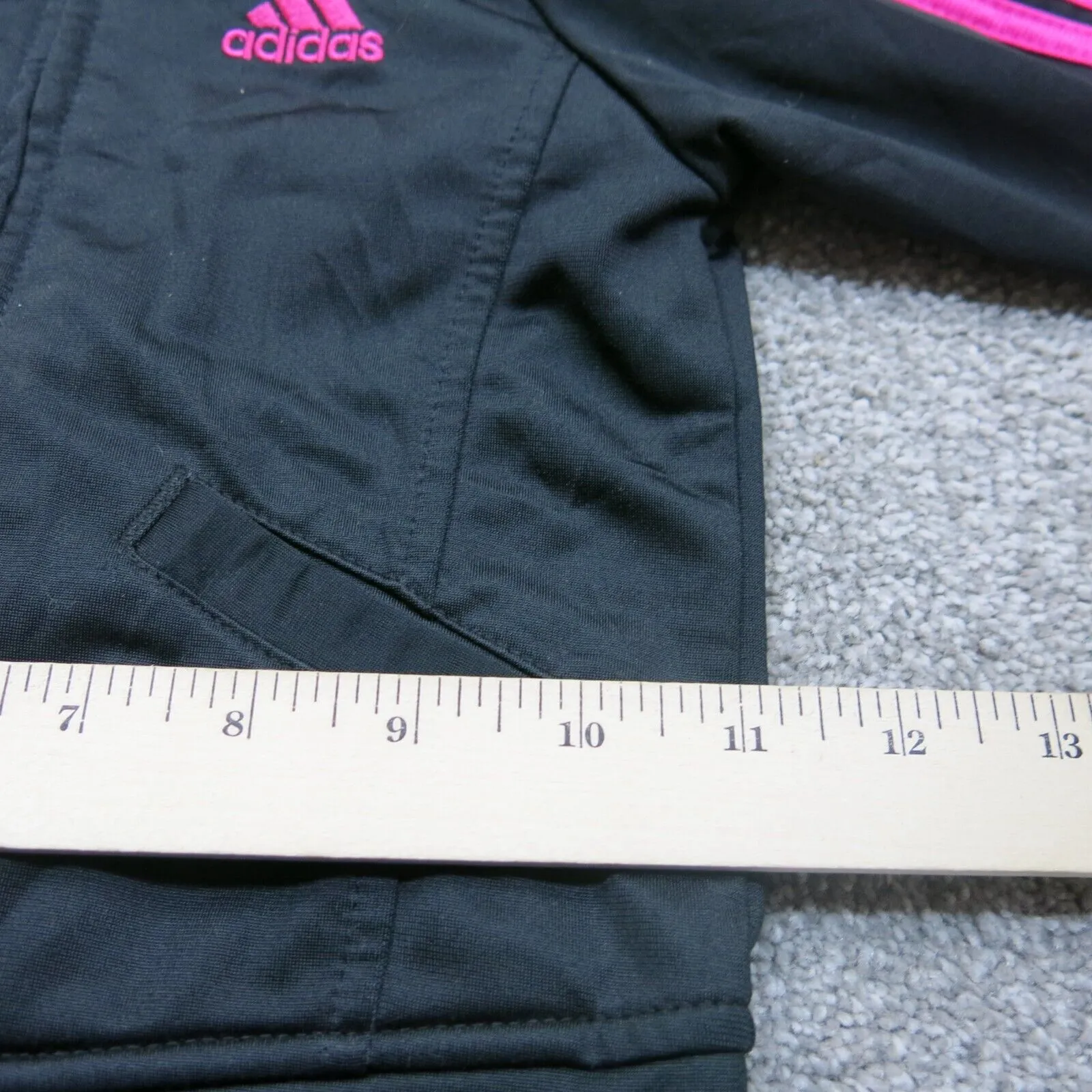 Adidas Track Jacket Boys Size 18M Black Pink Long Sleeve Full Zip Jacket Logo