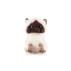 Adorable Lifelike White Siamese Cat Plush Toy