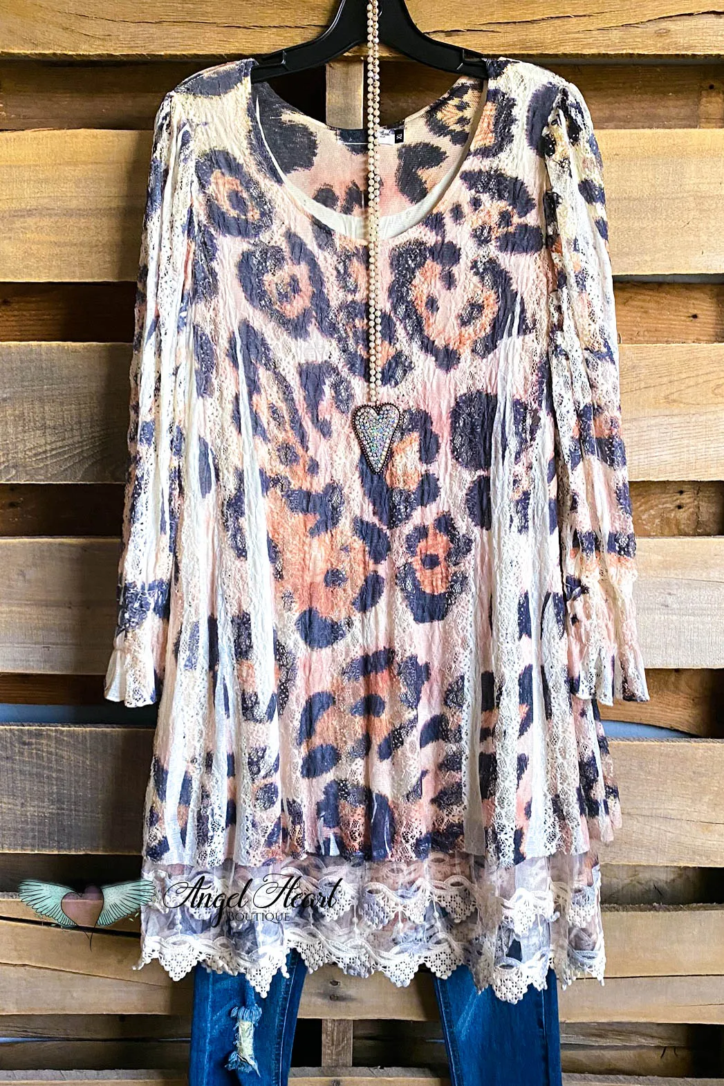 AHB EXCLUSIVE: Laughing Now Layered Tunic - Beige/Leopard