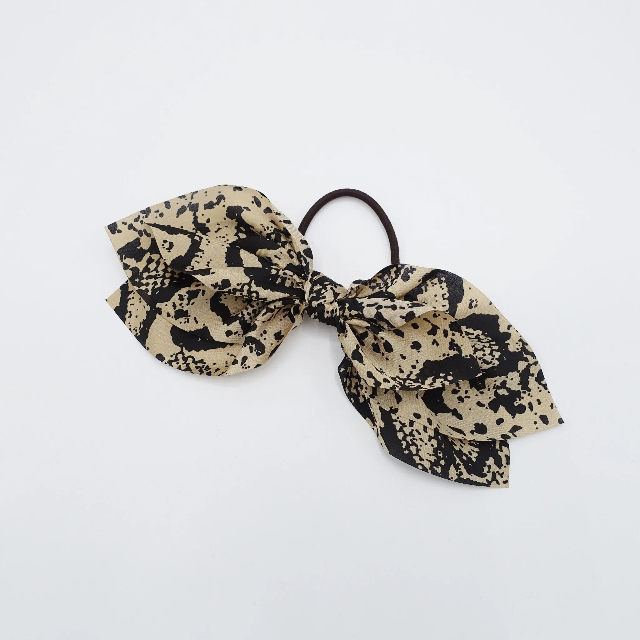 animal print chiffon bow knot hair elastic women leopard python print ponytail holder