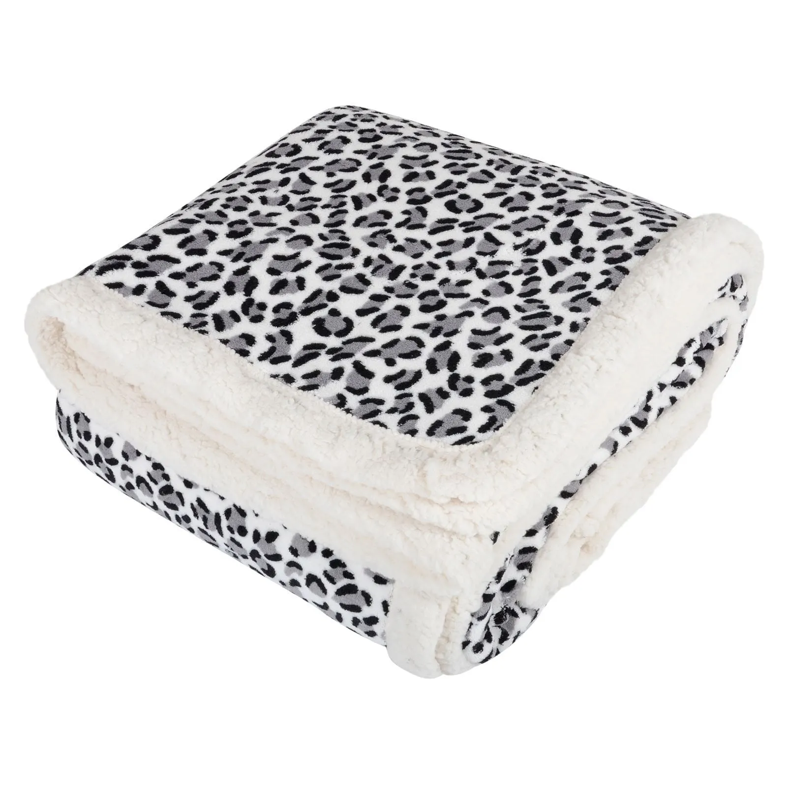 Animal Print Fleece Blanket With Sherpa Trim 2 Sizes