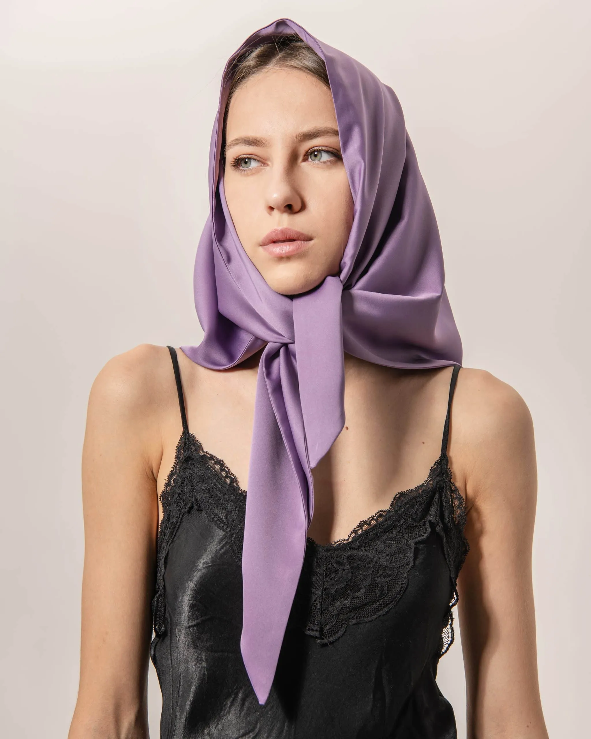 Anna Double-Sided Satin Head Scarf – All Purple