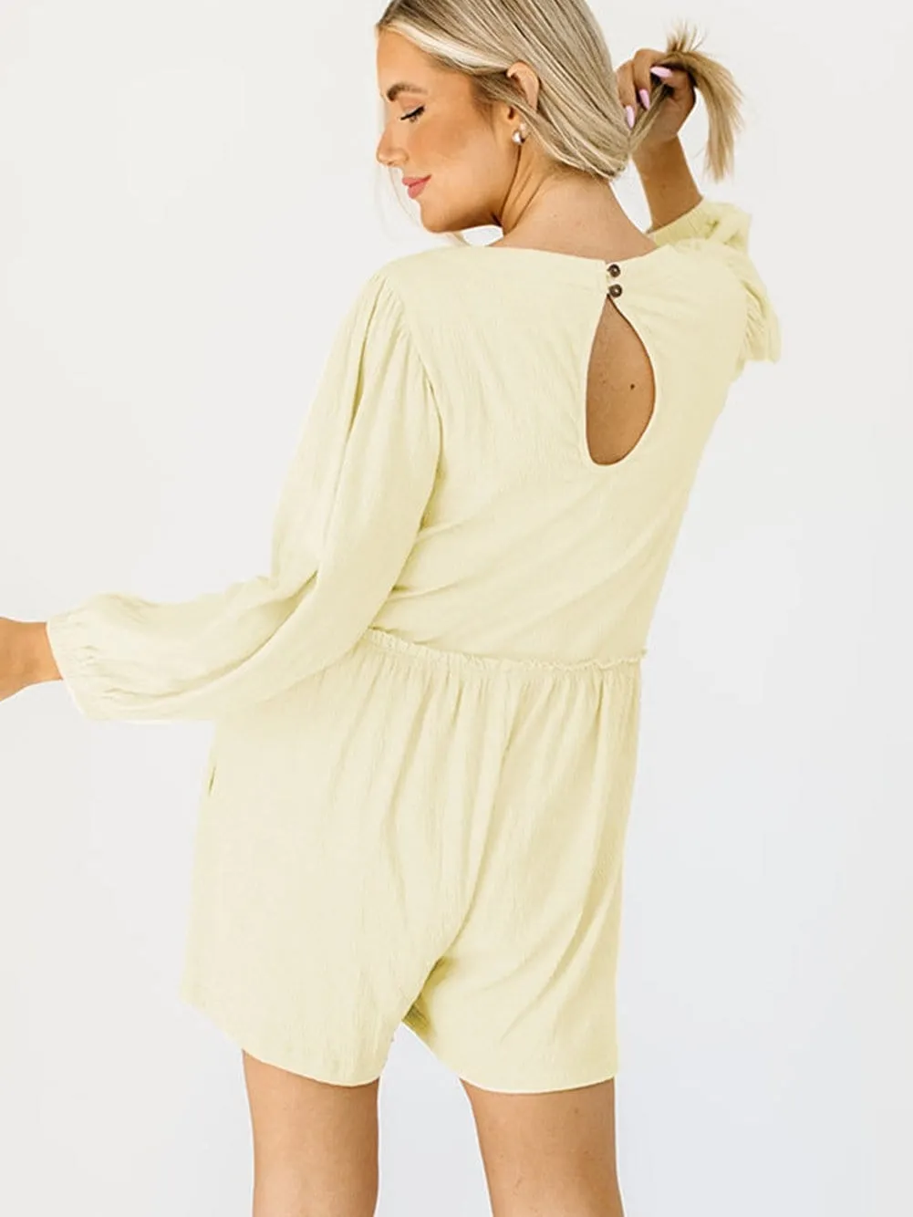 Apricot Shift Style High Waist Long Sleeve Jumpsuit