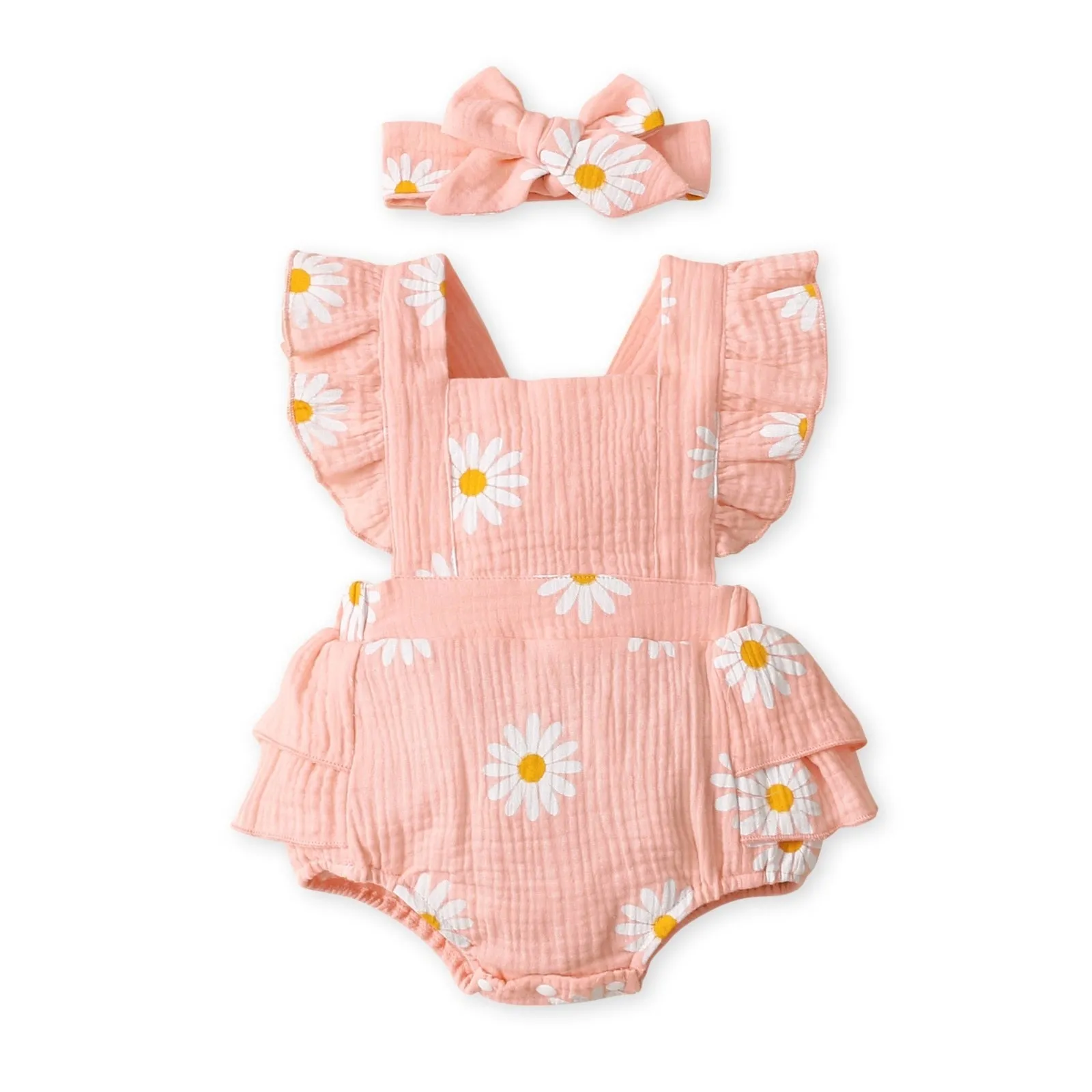 Baby Girl Romper Set - Cotton Crepe Fabric