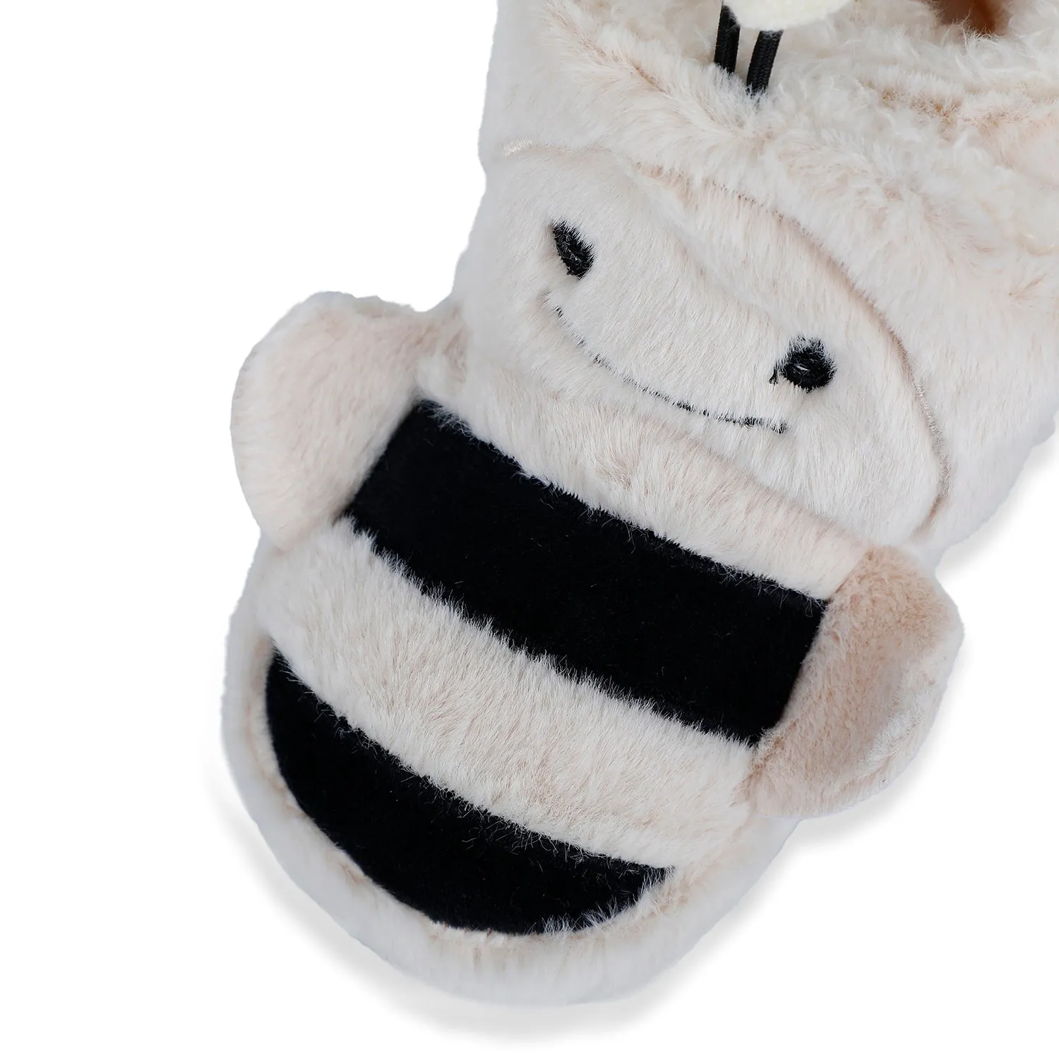 Baby Moo Bumble Bee 3D Warm Furry Booties - Cream