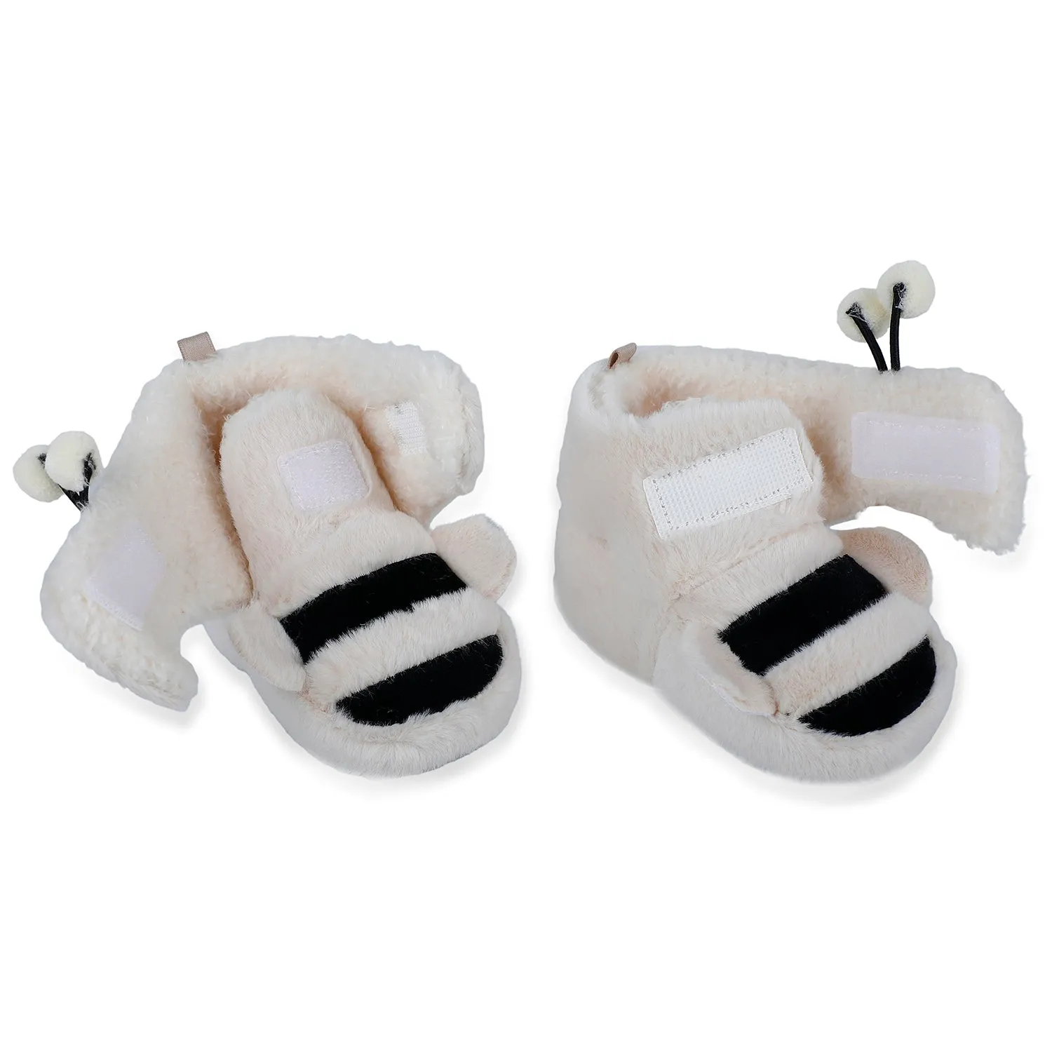 Baby Moo Bumble Bee 3D Warm Furry Booties - Cream