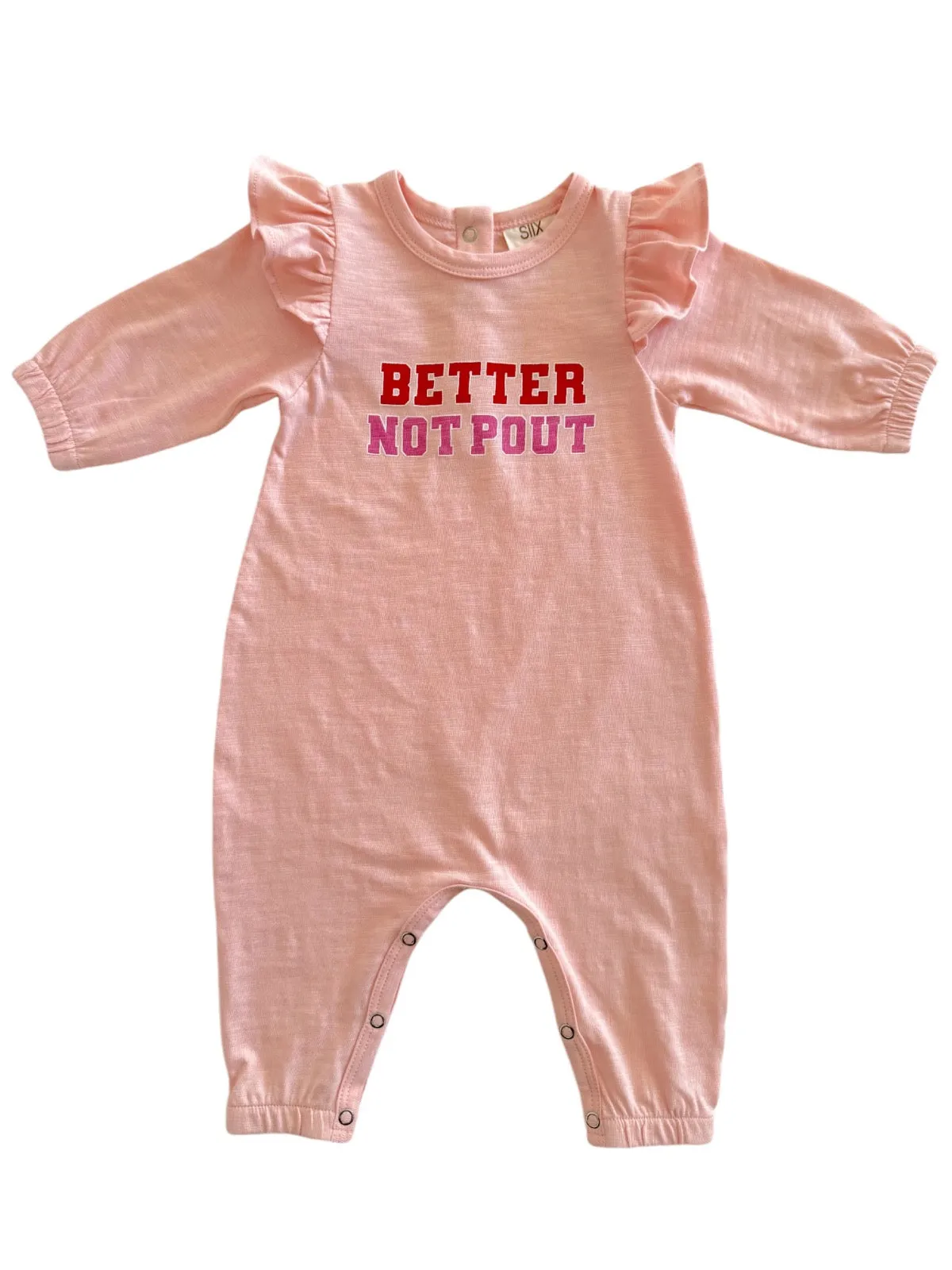 Better Not Pout / Organic Long Sleeve Ruffle Jumpsuit