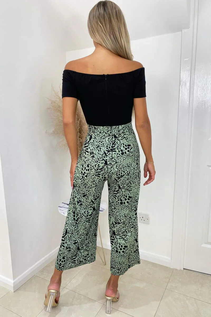 Black 2 in 1 Mint Printed Jumpsuit