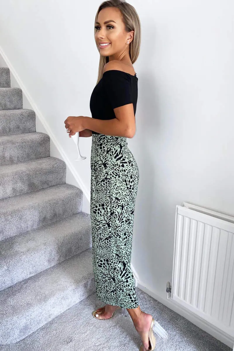 Black 2 in 1 Mint Printed Jumpsuit