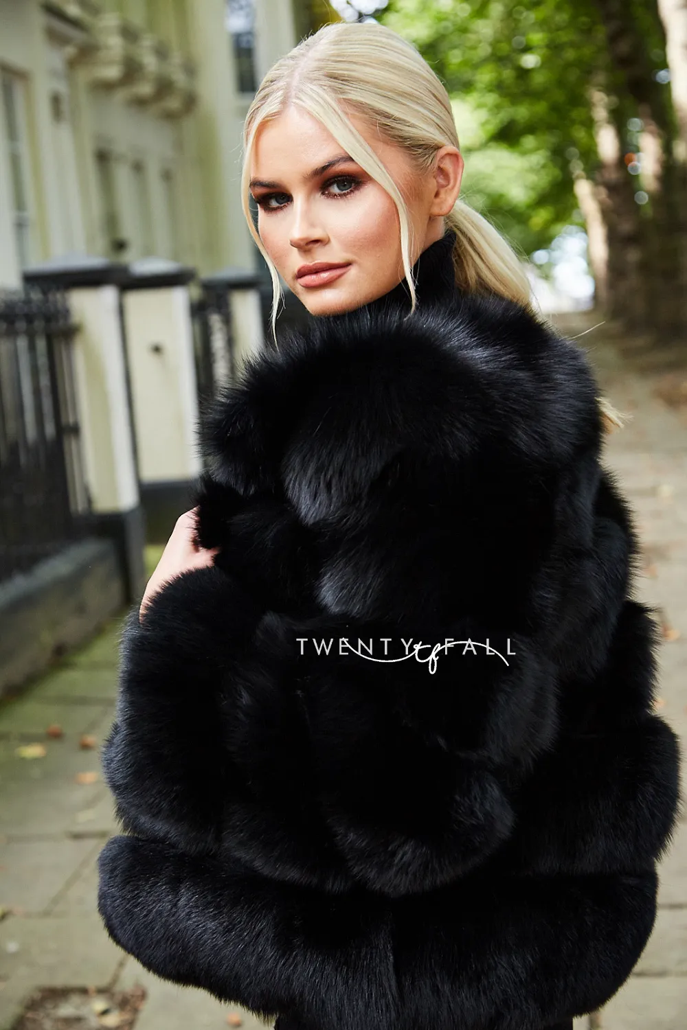 Black 5 Ring Fox Fur Coat