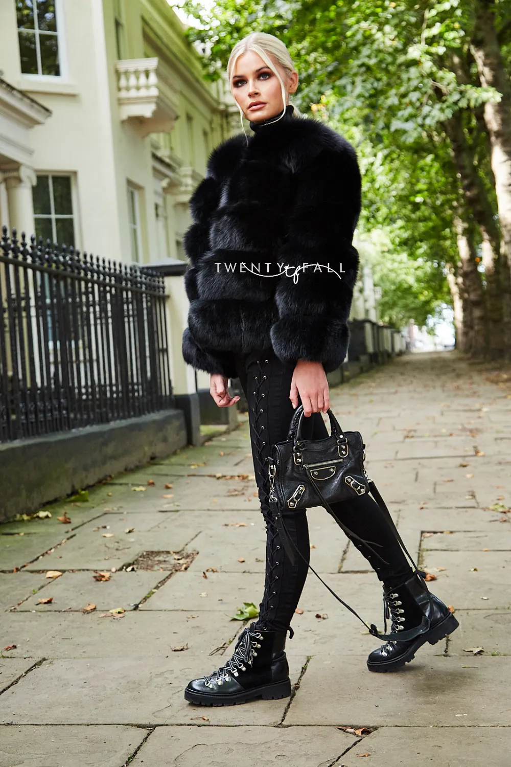 Black 5 Ring Fox Fur Coat