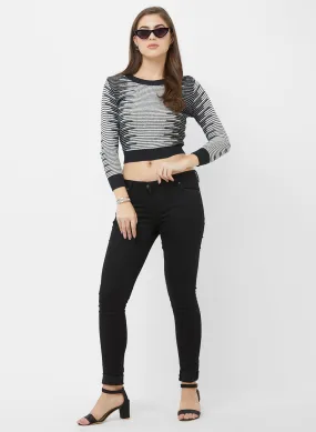 Black Stripe Crop Top