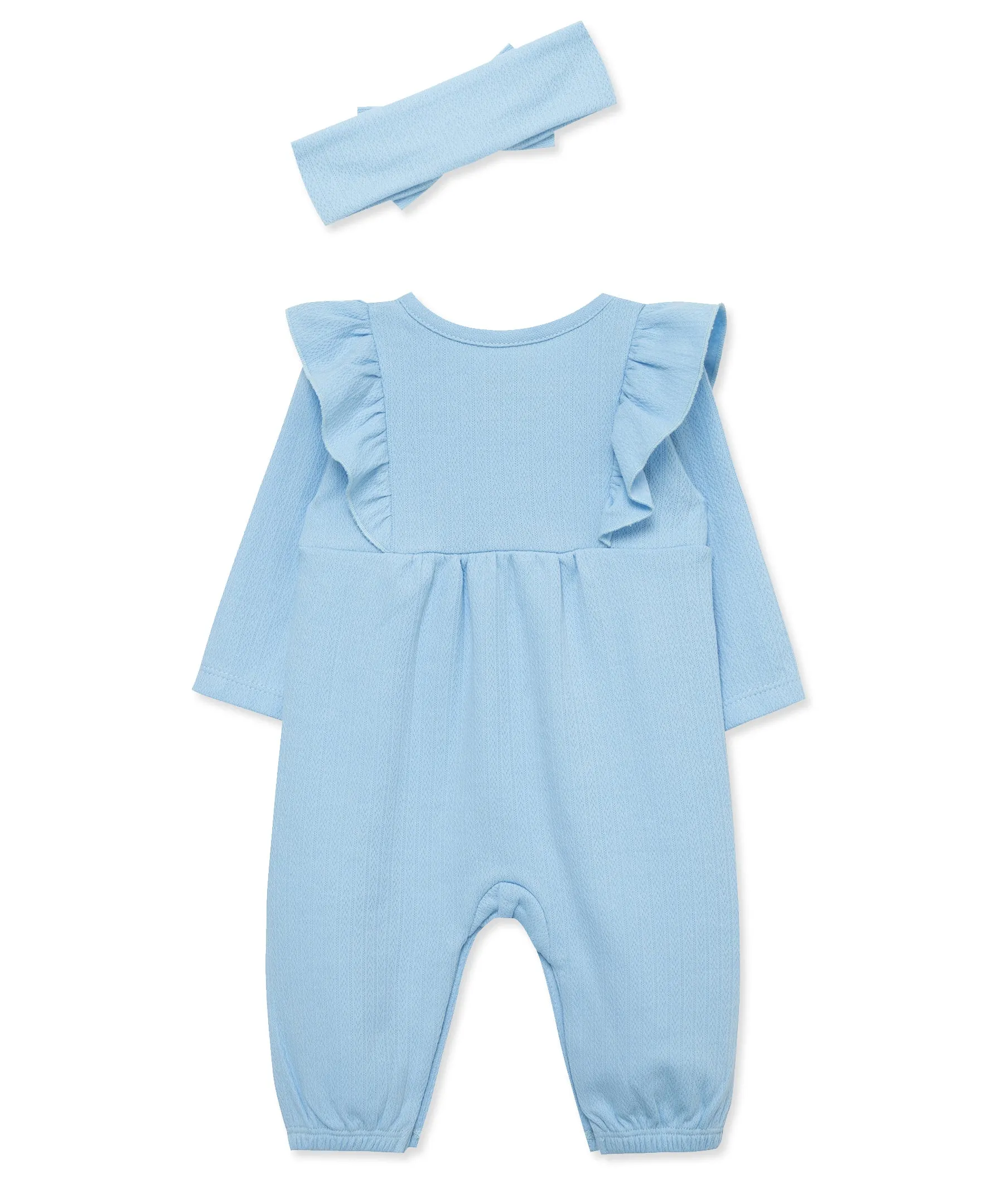 Blue Pointelle Jumpsuit Set