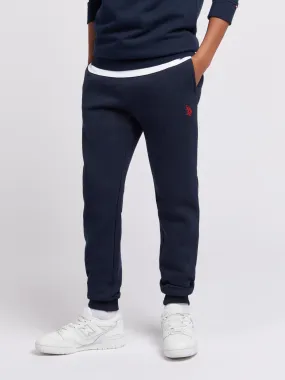 Boys Double Horsemen Joggers in Dark Sapphire Navy / Haute Red DHM