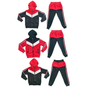 Boys Kids Stripe Panel Tracksuit Jacket Joggers Jogging Bottoms PE Sport Gym Set