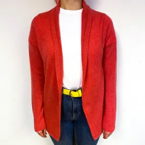 Brora Deep Coral Pink Cashmere Edge to Edge Cardigan Small