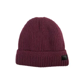 Burgundy Cable Knit Fur Lined Beanie