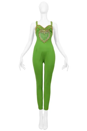 BYBLOS GREEN BEADED JUMPSUIT