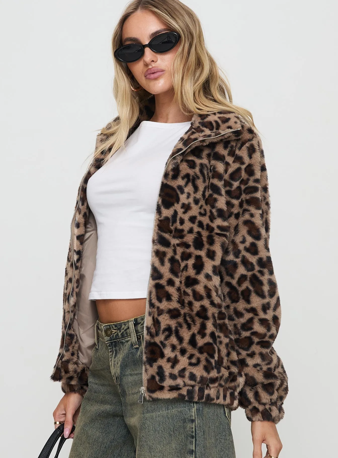 Caine Faux Fur Jacket Leopard