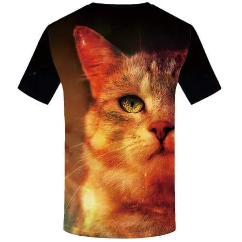 Cat T shirts Men Animal Tshirts Cool Harajuku Tshirts Casual Space T-shirts 3d Short Sleeve Punk Rock Mens Tops O-neck Big Size