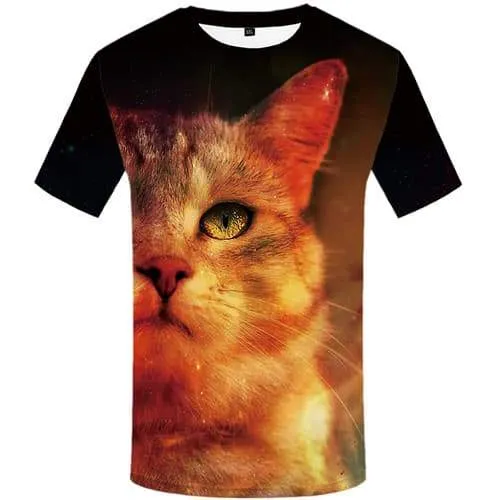 Cat T shirts Men Animal Tshirts Cool Harajuku Tshirts Casual Space T-shirts 3d Short Sleeve Punk Rock Mens Tops O-neck Big Size