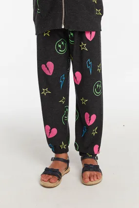 Chaser-Cozy Knit Slim Joggers-Neon Hearts and Joggers