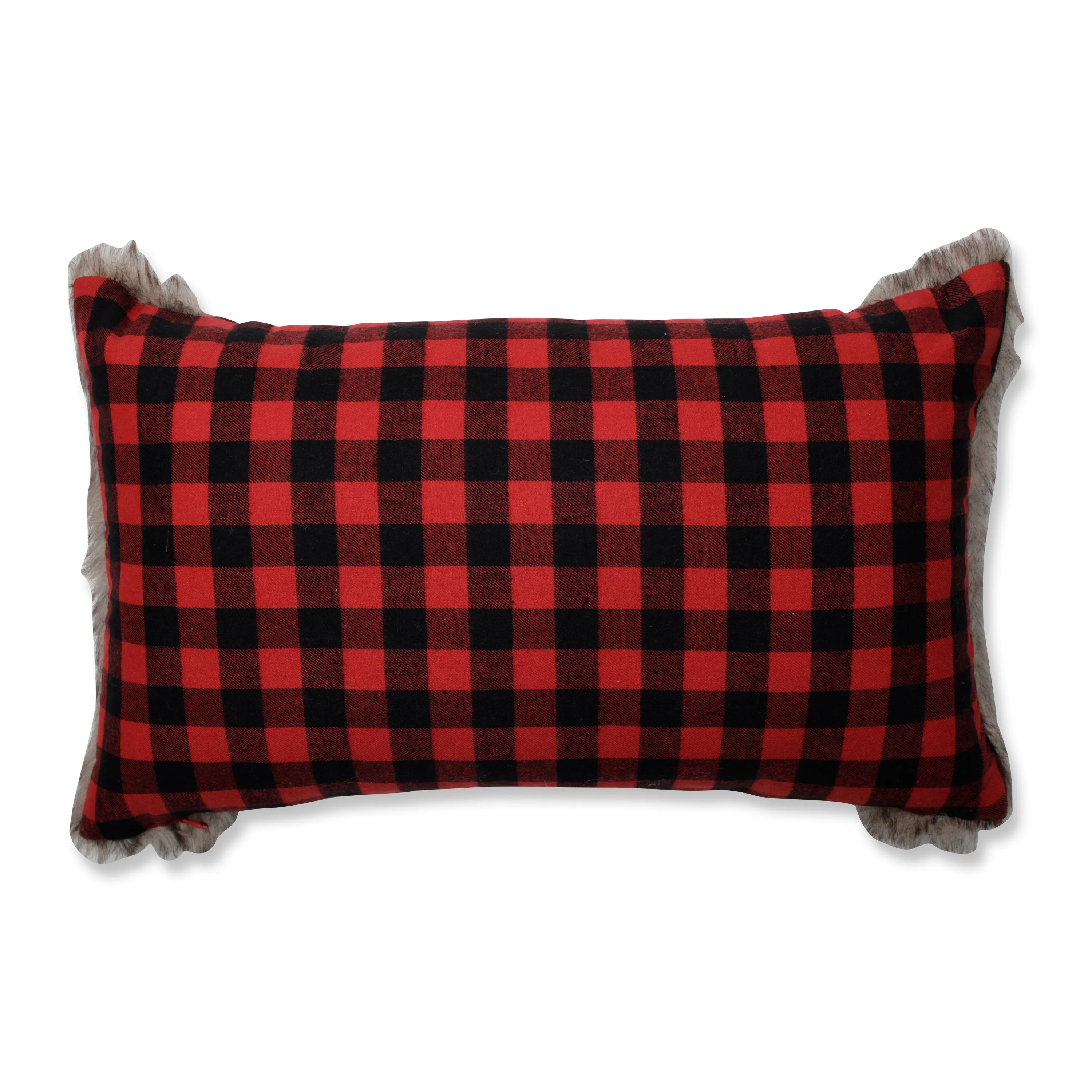 Christmas Fur Snowman Oblong Red/Black Rectangular Throw Pillow