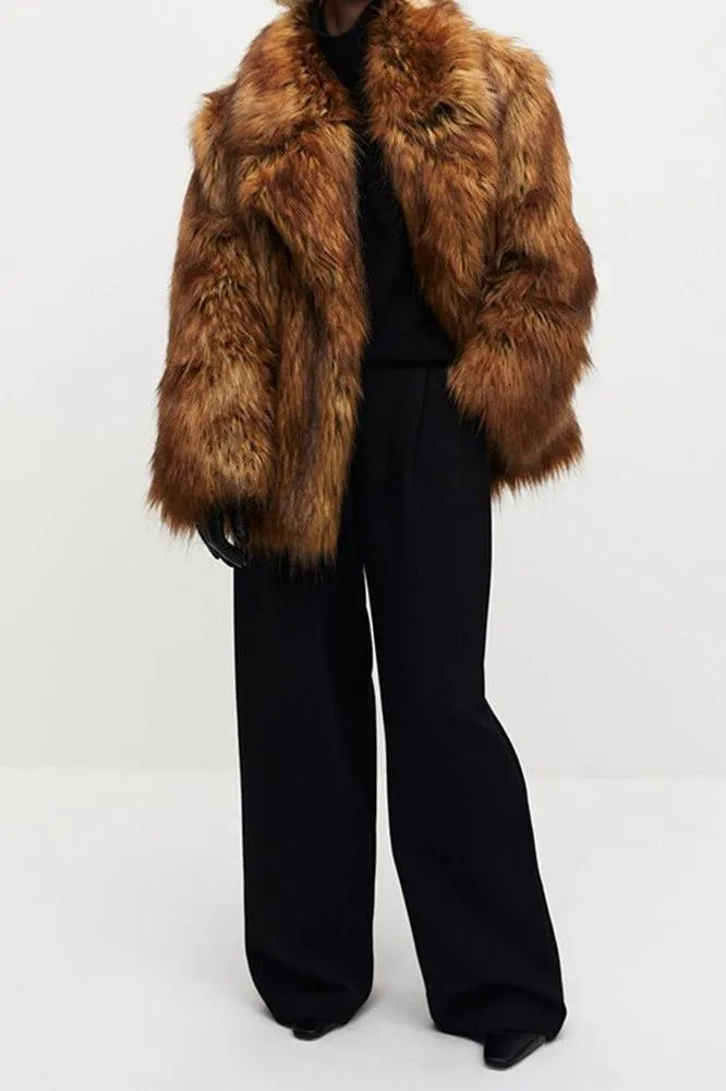 City street Faux fur elegant coat