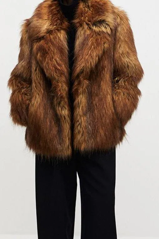 City street Faux fur elegant coat