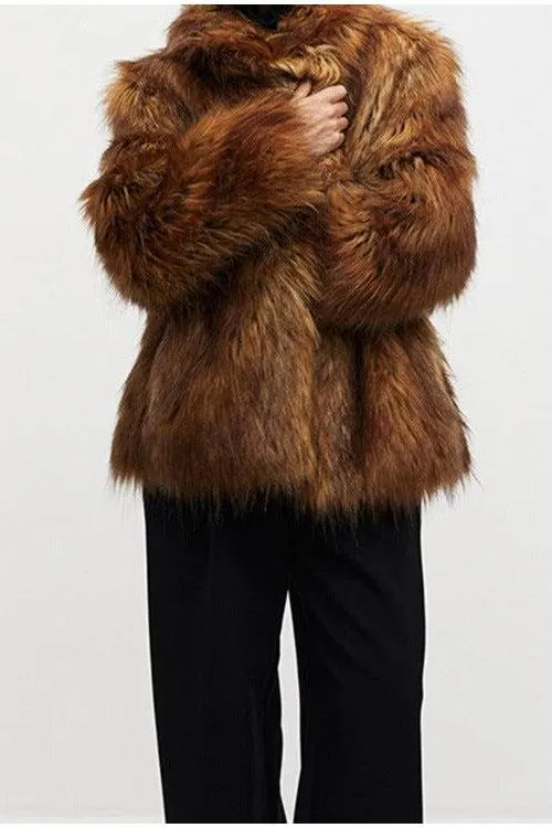 City street Faux fur elegant coat