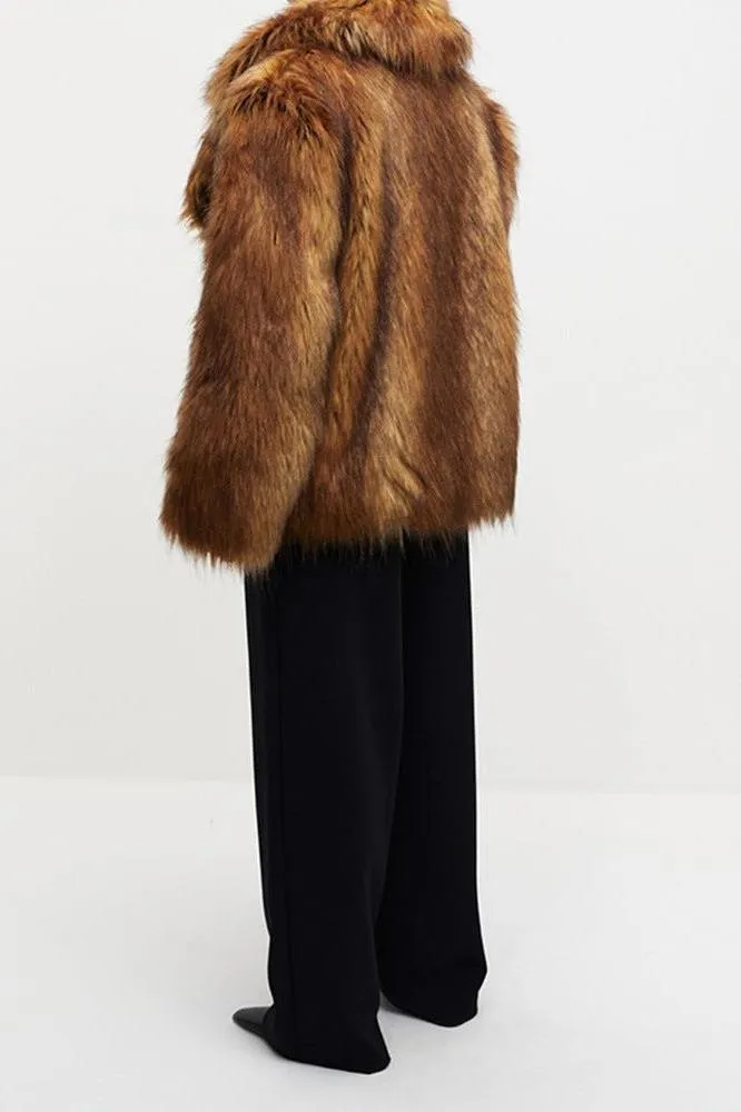 City street Faux fur elegant coat