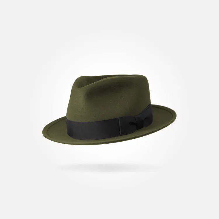 Classic Charm Fedora Fur Felt Hat in Forest Green