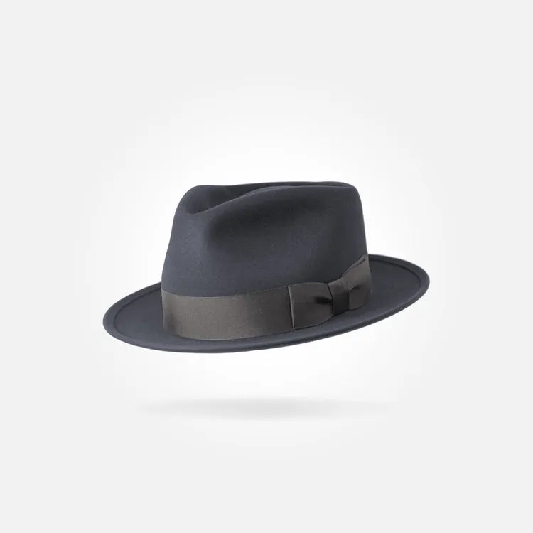 Classic Charm Fedora Fur Felt Hat in Grey