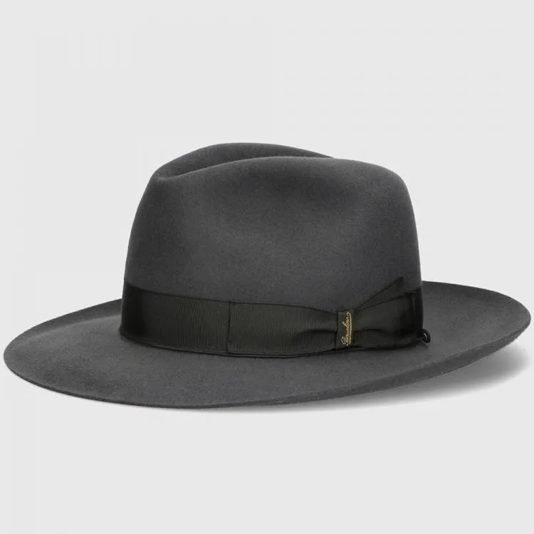 Classic Fedora Fur Felt Hat in Grey